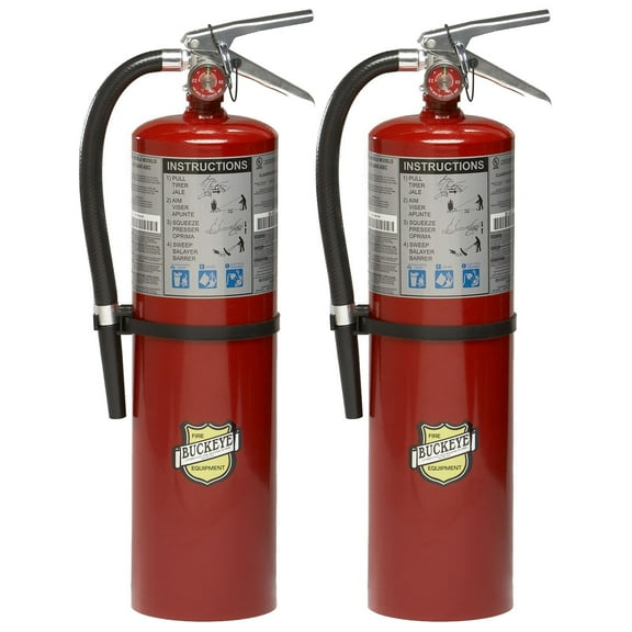 Buckeye 11340, 10lb Tall ABC Dry Chemical Fire Extinguisher with Aluminum Valve & Wall Bracket, Pack of 2