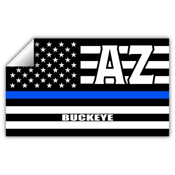 Buckeye AZ Arizona Maricopa County Thin Blue Line Stealthy USA Flag - Honoring Law Enforcement Officers Flags - Blue Lives Matter Euro Decal Bumper Sticker 3M Vinyl 3" x 5"