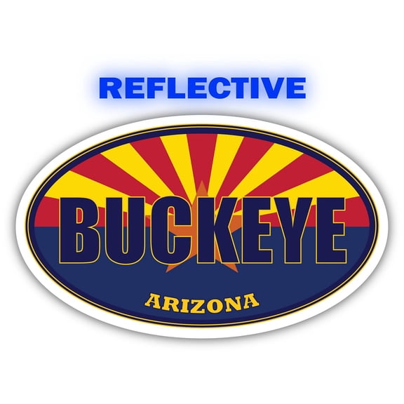 Buckeye City Arizona State Flag | AZ Flag Maricopa County Oval State Colors Reflective Sticker Car Decal 3x5 inches