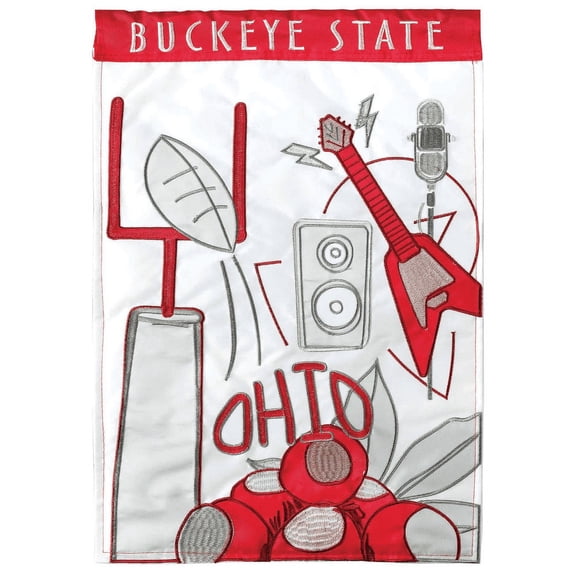 Buckeye State Ohio Red Grey 19 x 13 Polyester Small House Flag