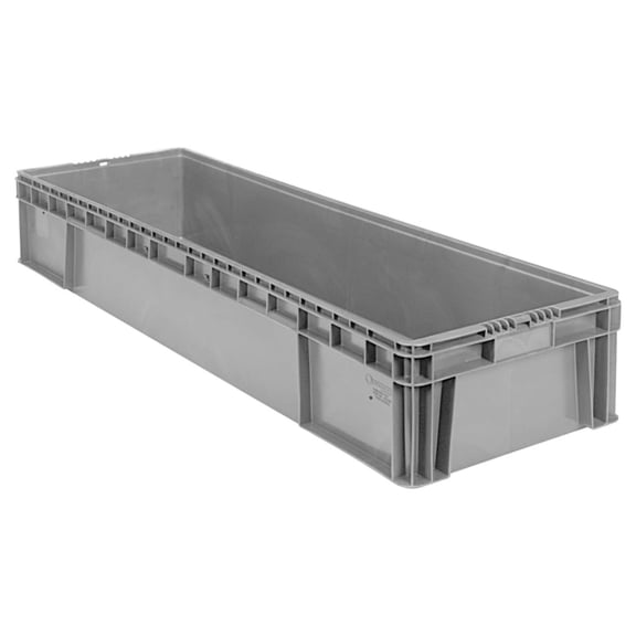 Buckhorn 48 Inch Plastic Storage Bin, Stackable Garage Organizer Tote, Light Gray