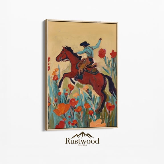 Bucking Bronco Cowboy Retro Texas Rodeo Western Wall Art