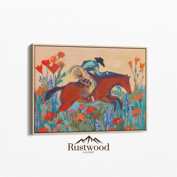 Bucking Bronco Cowboy Retro Texas Rodeo Western Wall Art