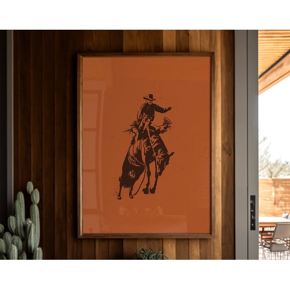 Bucking Bronco Graphic Print #1, Southwestern Western Room Decor, Cowboy Wall Art, Modern Eclectic Poster, Boho Wall Art, Illustration Print Wall Art, Modern Wall Decor, 8x12 UNFRAMED