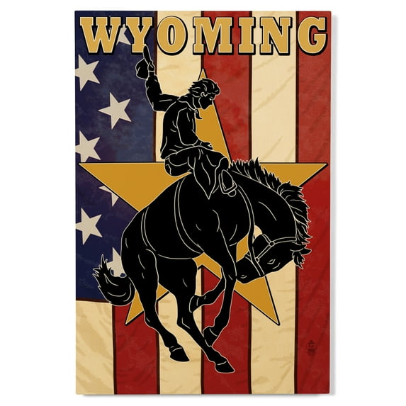Bucking Bronco, Wyoming Birch Wood Wall Sign (12x18 Rustic Home Decor, Ready to Hang Art)
