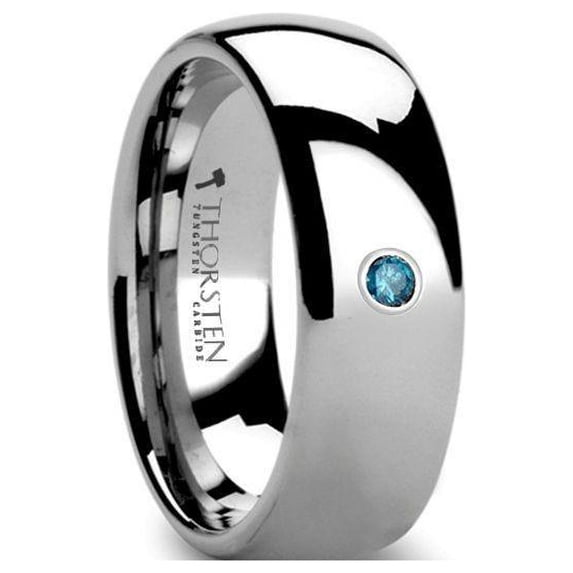 Buckingham Domed Blue Diamond Tungsten Ring