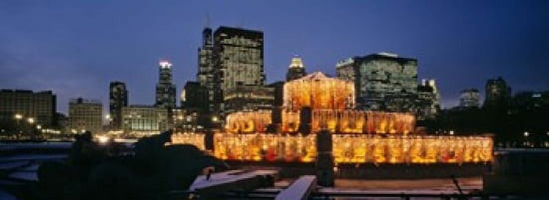 Buckingham Fountain Decorated For Christmas Chicago Illinois USA Canvas Art - Panoramic Images (18 x 7)