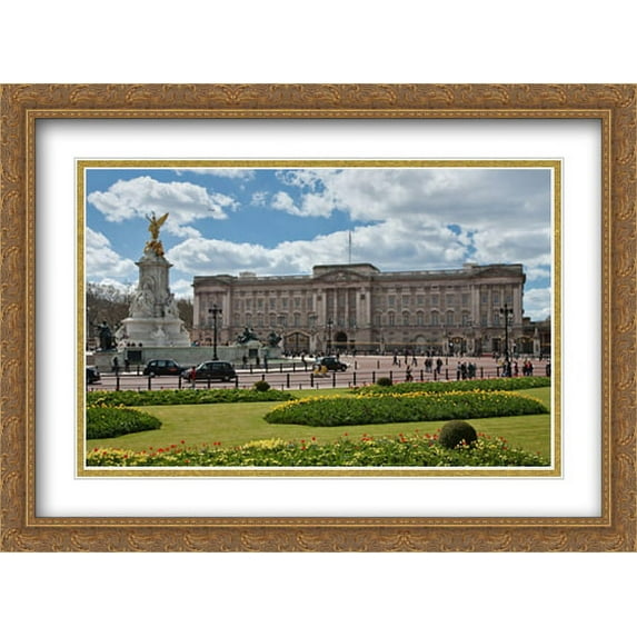 Buckingham Palace, London 2x Matted 38x28 Large Gold Ornate Framed Art Print by The Cityscape Art Print Series
