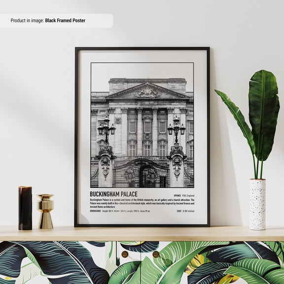 Buckingham Poster London England Travel Poster Travel Wall Art Minimal Travel Wall Print London Souvenir UNFRAMED Poster, 8x12