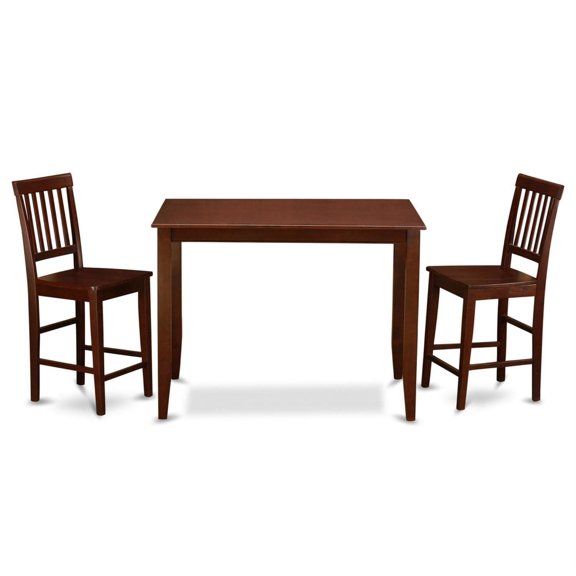 Buckland Counter Height Pub Table Set with Mahogany Finish - Includes Table and 2 Wood Counter Chairs - Elegant and Sophisticated Design
