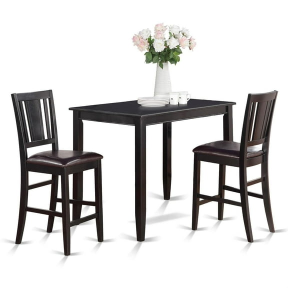 Buckland Rectangular Dining Counter Height Set - Sleek Black Finish, Comfortable Seating for 2, Montrose Style Chairs - Perfect for Modern Kitchens