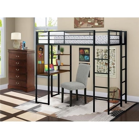 Buckland Twin Size Loft Bed - Powder Coating Black