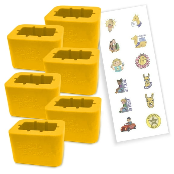 Buckle Booster Seat Belt Receptacle Raiser, Yellow, 6-Pack