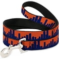 thumbnail image 1 of buckle-down 1.5" wide "denver solid skyline orange navy" dog leash, 1 of 1