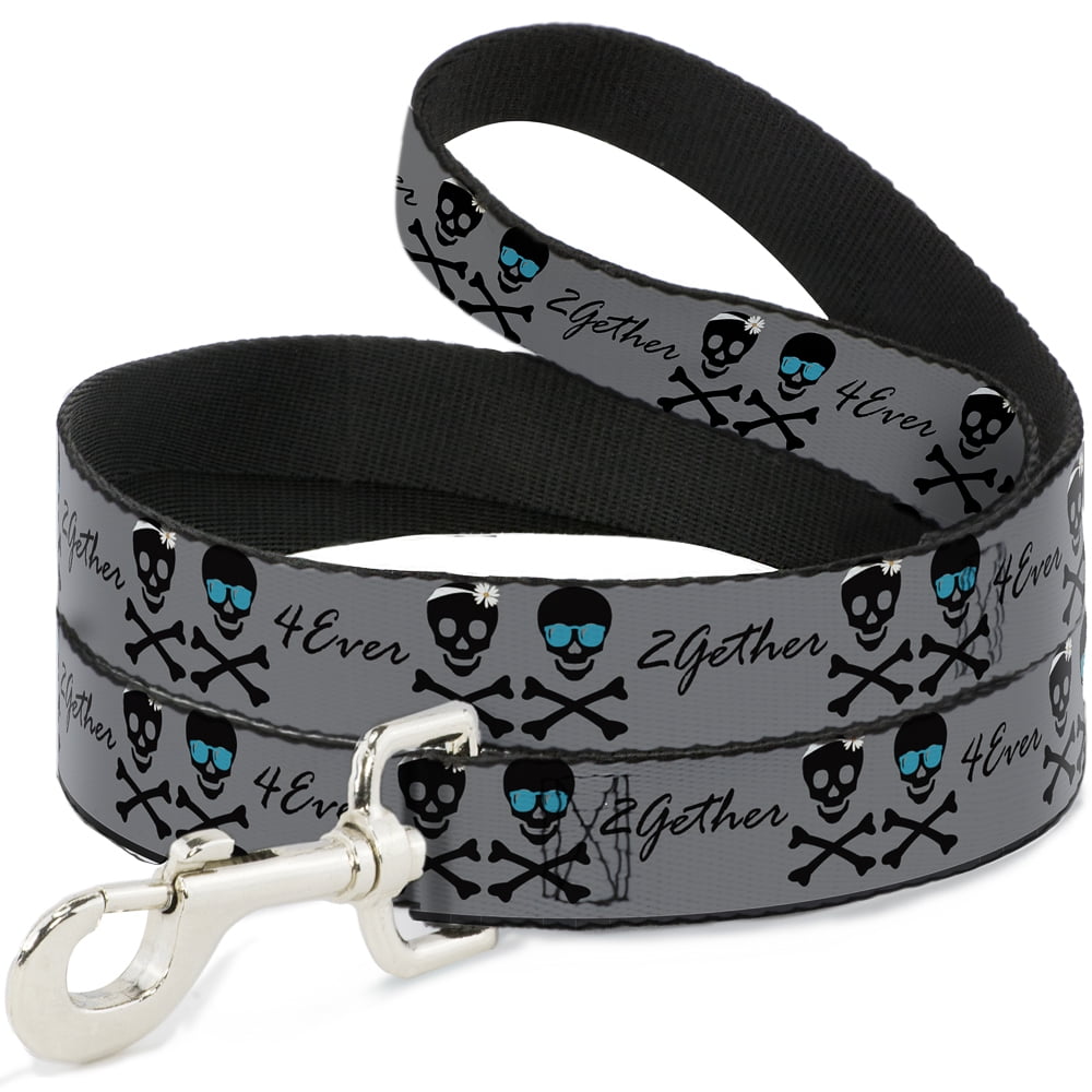 Buckle-Down Pet Leash, Dog Leash, 2Gether 4Ever Skulls, 6 Feet Long 1.0 Inch Wide