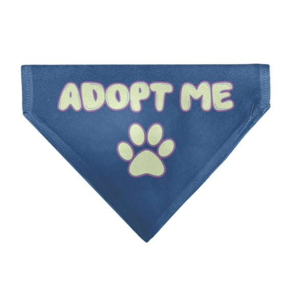 Buckle-Down Adopt Me Text and Paw Black Lavender Ivory Slip On Collar Bandana Only