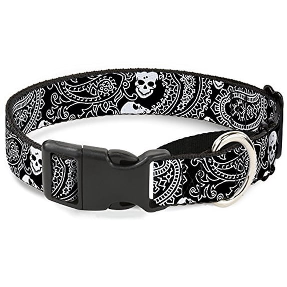 buckle-down bandana skulls black white martingale dog collar
