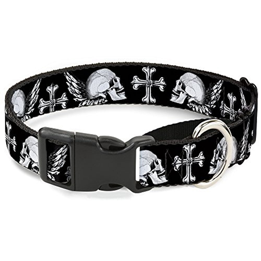 Buckle-Down Bd Skulls with Wings Black White Martingale Dog Collar