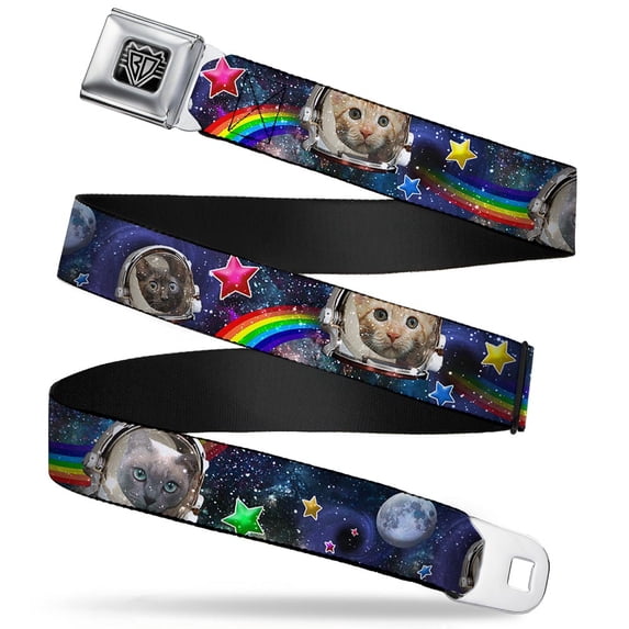 Buckle-Down Belt, Seatbelt Buckle Belt, Astronaut Cats In Space Rainbows Stars, 34 to 52 Inches