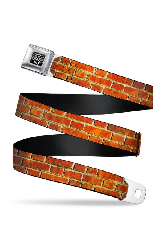 Belt, Seatbelt Buckle Belt, Brick Wall, Youth 22 to 32 Inches