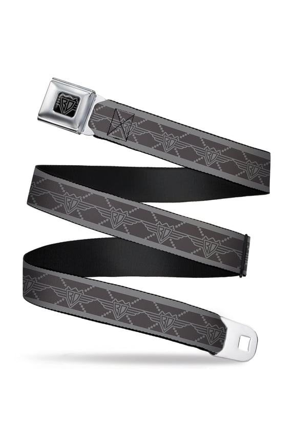 Belt, Seatbelt Buckle Belt, Buckle Down BD Monogram Grays, Youth 22 to 32 Inches