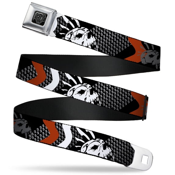 Buckle-Down Belt, Seatbelt Buckle Belt, Buckle Down Die Hard Skull Black Tans, Youth 22 to 32 Inches