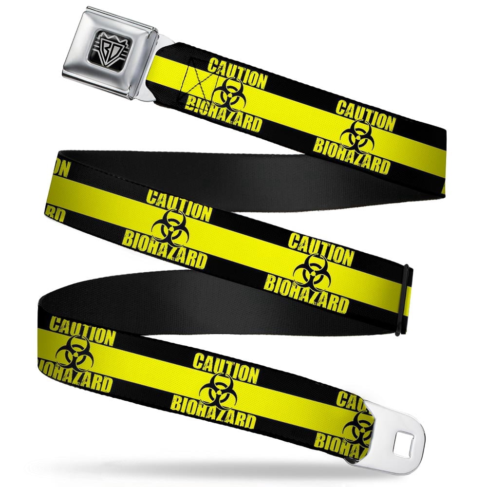 Buckle-Down Belt, Seatbelt Buckle Belt, Caution Biohazard Black Yellow ...