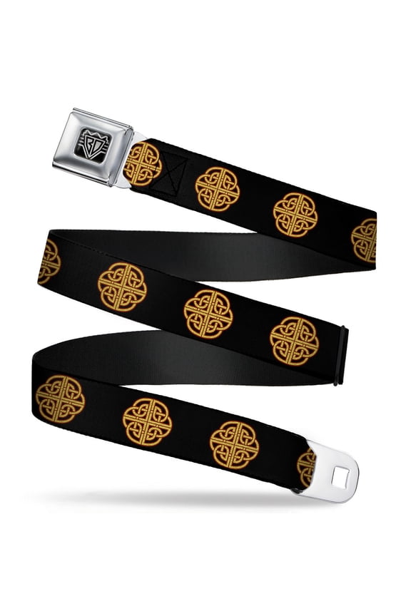 Belt, Seatbelt Buckle Belt, Celtic Knot Black Burgundy Gold, Youth 22 to 32 Inches