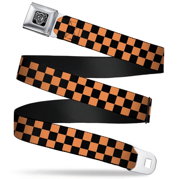 Buckle-Down Belt, Seatbelt Buckle Belt, Checker Orange Blue, 34 to 52 Inches