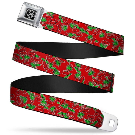 Buckle-Down Belt, Seatbelt Buckle Belt, Cherries Scattered Red, 30 to 44 Inches