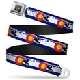 thumbnail image 1 of Buckle-Down Belt, Seatbelt Buckle Belt, Colorado Snowmobiler Mountains, 30 to 44 Inches, 1 of 9