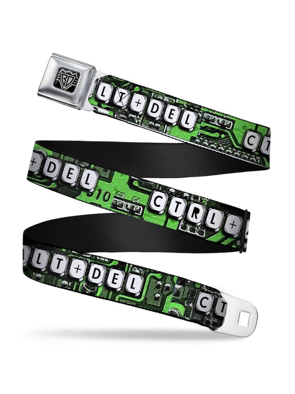 Belt, Seatbelt Buckle Belt, Ctrl Alt Del Chip, Youth 22 to 32 Inches