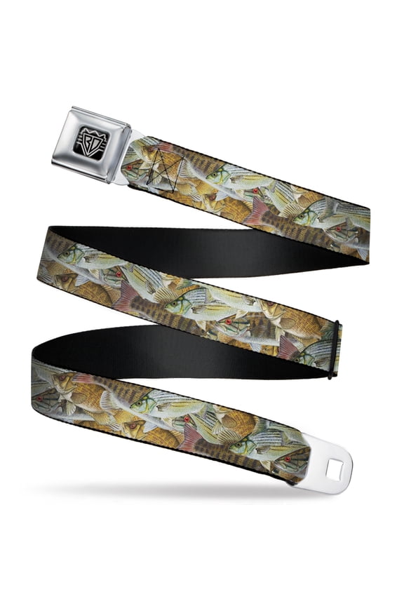Belt, Seatbelt Buckle Belt, Fishes Stacked, Youth 22 to 32 Inches