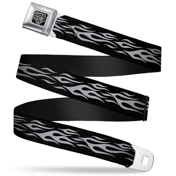 Buckle-Down Belt, Seatbelt Buckle Belt, Flame Silver, 30 to 44 Inches