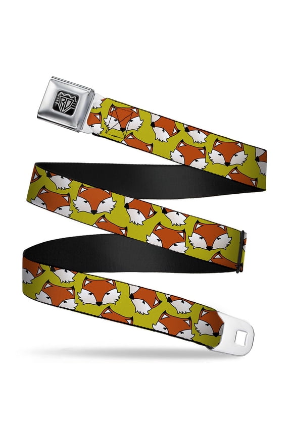 Belt, Seatbelt Buckle Belt, Fox Face Scattered Warm Olive, Youth 22 to 32 Inches