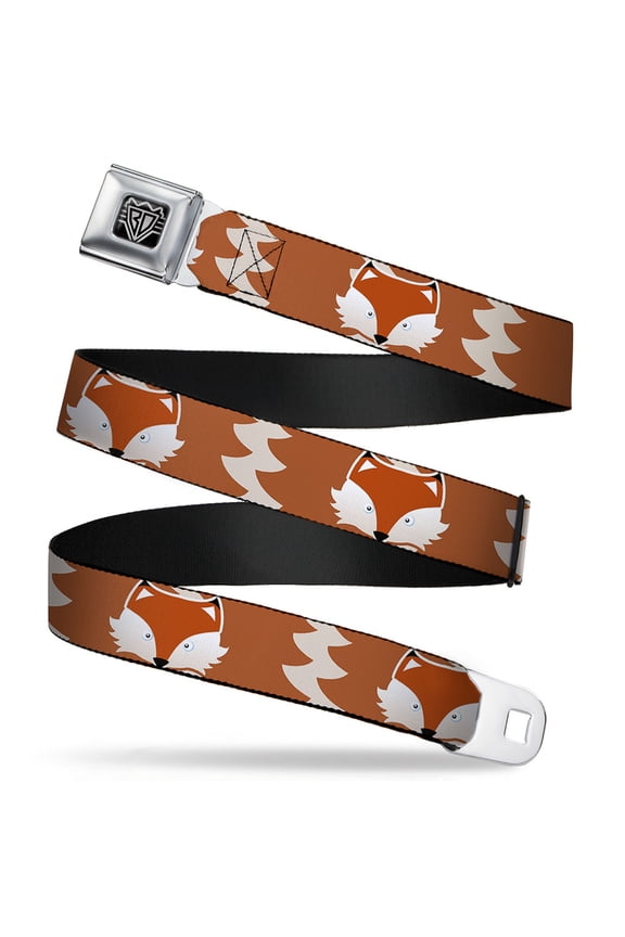 Belt, Seatbelt Buckle Belt, Fox Face Tail Orange Natural, Youth 22 to 32 Inches