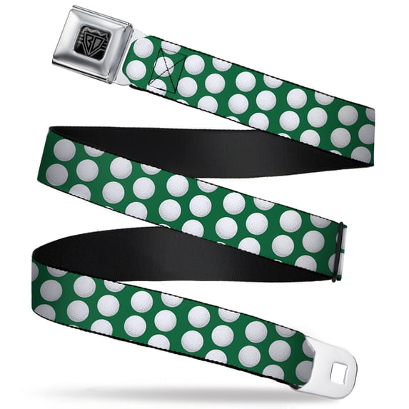 Buckle-Down Belt, Seatbelt Buckle Belt, Golf Balls Green White, Youth 22 to 32 Inches