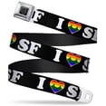 thumbnail image 1 of Buckle-Down Belt, Seatbelt Buckle Belt, I Heart Bridge Sf Black White Rainbow, Youth 22 to 32 Inches, 1 of 9