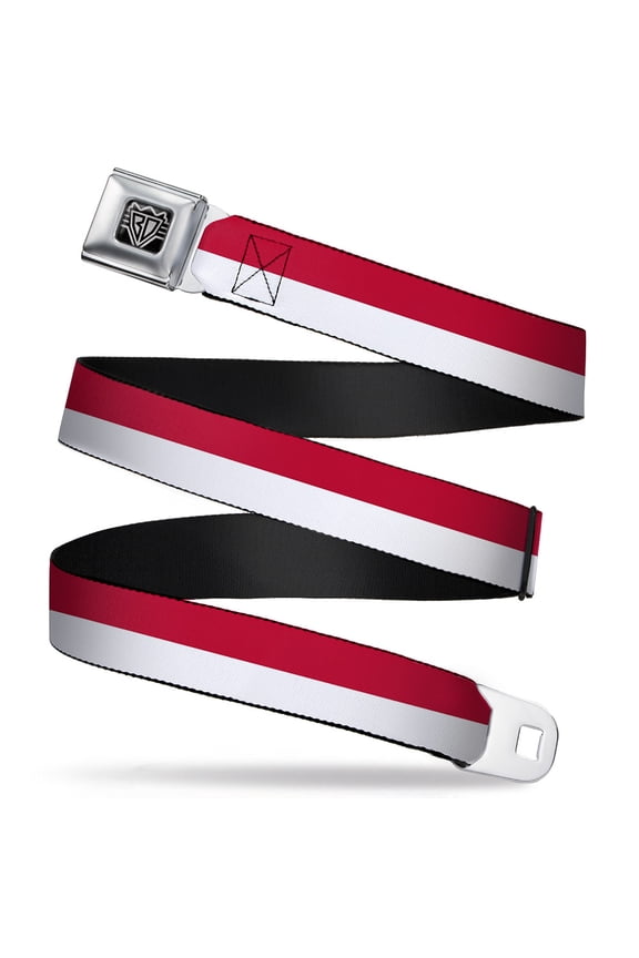Belt, Seatbelt Buckle Belt, North Carolina Flag Stripe Red White, Youth 22 to 32 Inches