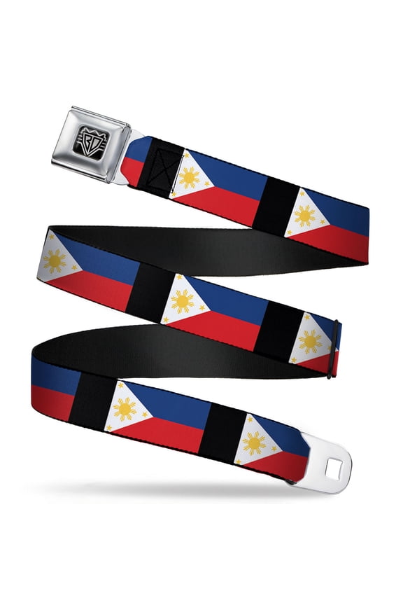 Belt, Seatbelt Buckle Belt, Philippines Flags, Youth 22 to 32 Inches