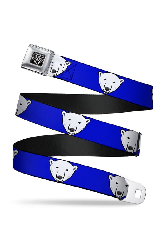 Belt, Seatbelt Buckle Belt, Polar Bear Mustache Royal, Youth 22 to 32 Inches