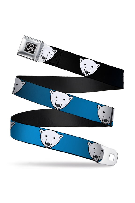 Belt, Seatbelt Buckle Belt, Polar Bear Repeat Black Blue Fade, Youth 22 to 32 Inches