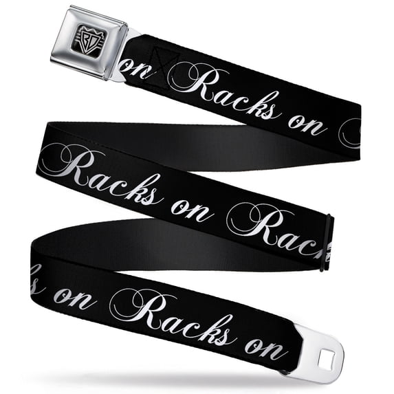 Buckle-Down Belt, Seatbelt Buckle Belt, Racks on Racks Black White, 30 to 44 Inches
