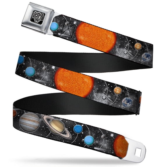 Buckle-Down Belt, Seatbelt Buckle Belt, Solar System Sun Planets Stars, 34 to 52 Inches