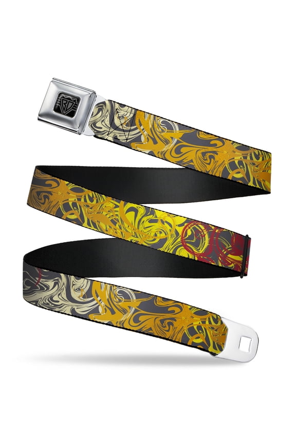 Belt, Seatbelt Buckle Belt, Swirl Mix Gray Multi Color, Youth 22 to 32 Inches