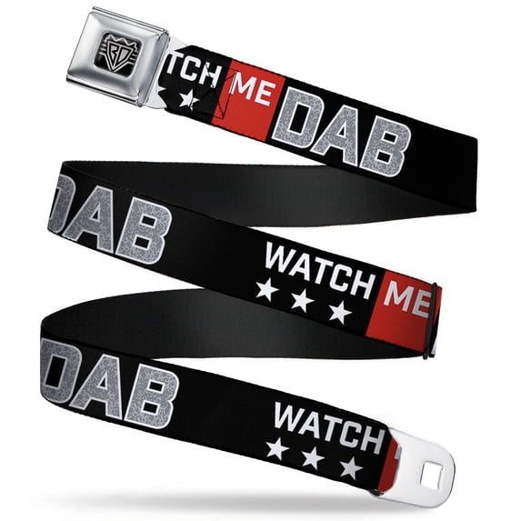 Buckle-Down Belt, Seatbelt Buckle Belt, Watch Me Dab Stars Black Red White Crackle Gray, 34 to 52 Inches