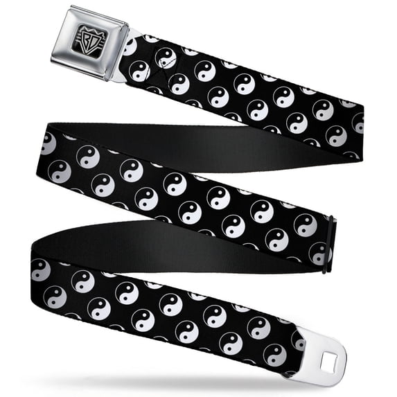 Buckle-Down Belt, Seatbelt Buckle Belt, Yin Yang Monogram Black White, Youth 22 to 32 Inches