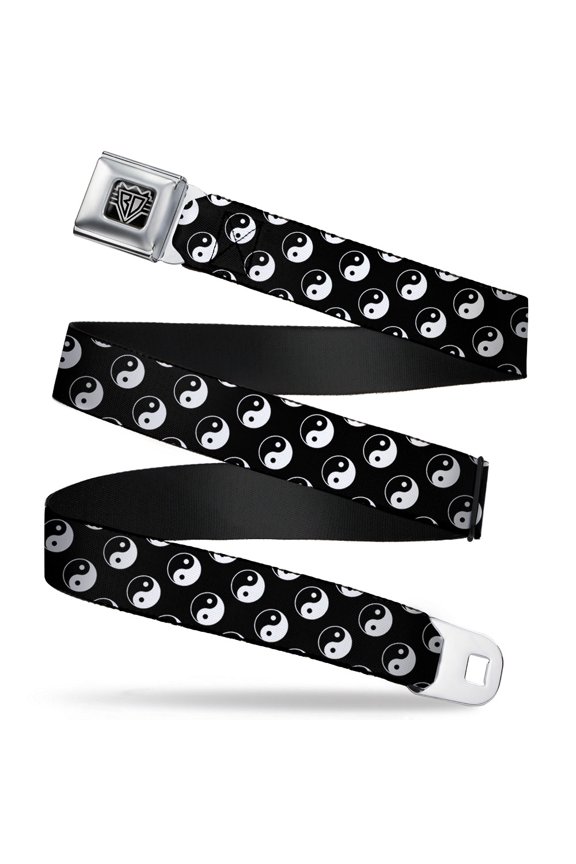 Belt, Seatbelt Buckle Belt, Yin Yang Monogram Black White, Youth 22 to 32 Inches