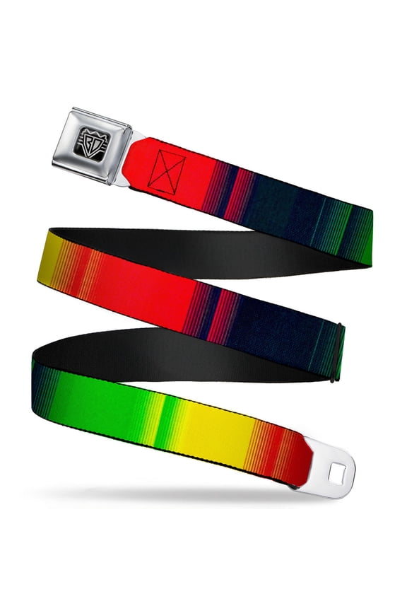 Belt, Seatbelt Buckle Belt, Zarape Vertical Rasta, Youth 22 to 32 Inches