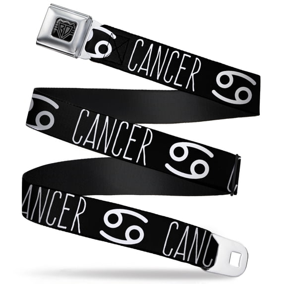 Buckle-Down Belt, Seatbelt Buckle Belt, Zodiac Cancer Symbol Black White, Youth 22 to 32 Inches